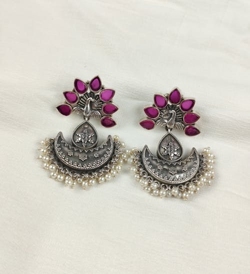 peacock design chandbali earrings