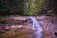 秋季森林岩石间的宁静瀑布，非常适合自然爱好者