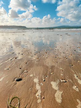 Explore the serene Miño coastline with its sandy shores and clear skies.