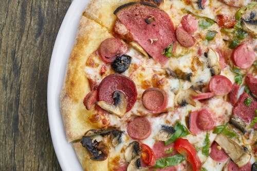 Pizza on Plate on Table