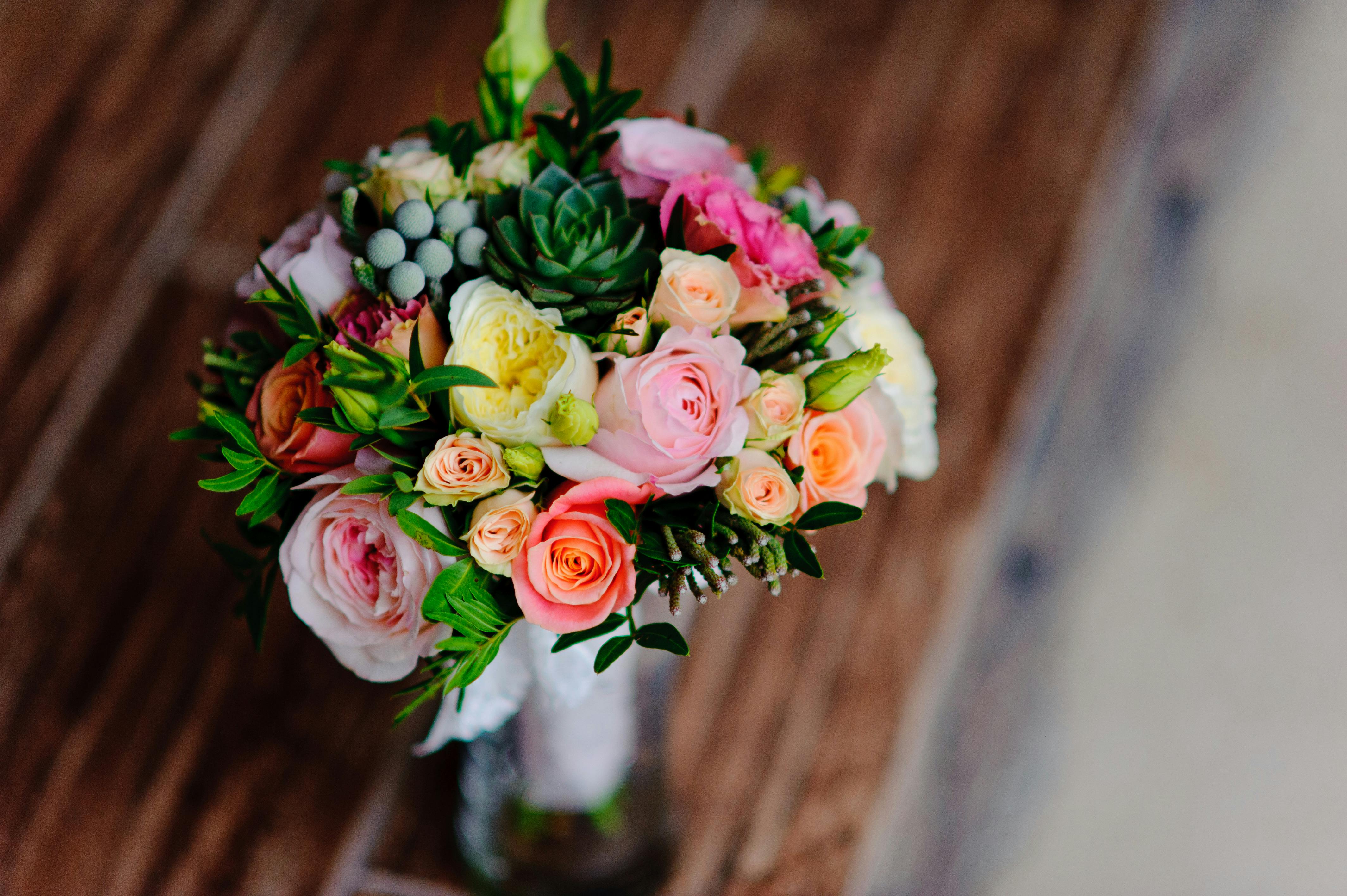 Yellow Pink And Orange Flower Bouquet Free Stock Photo