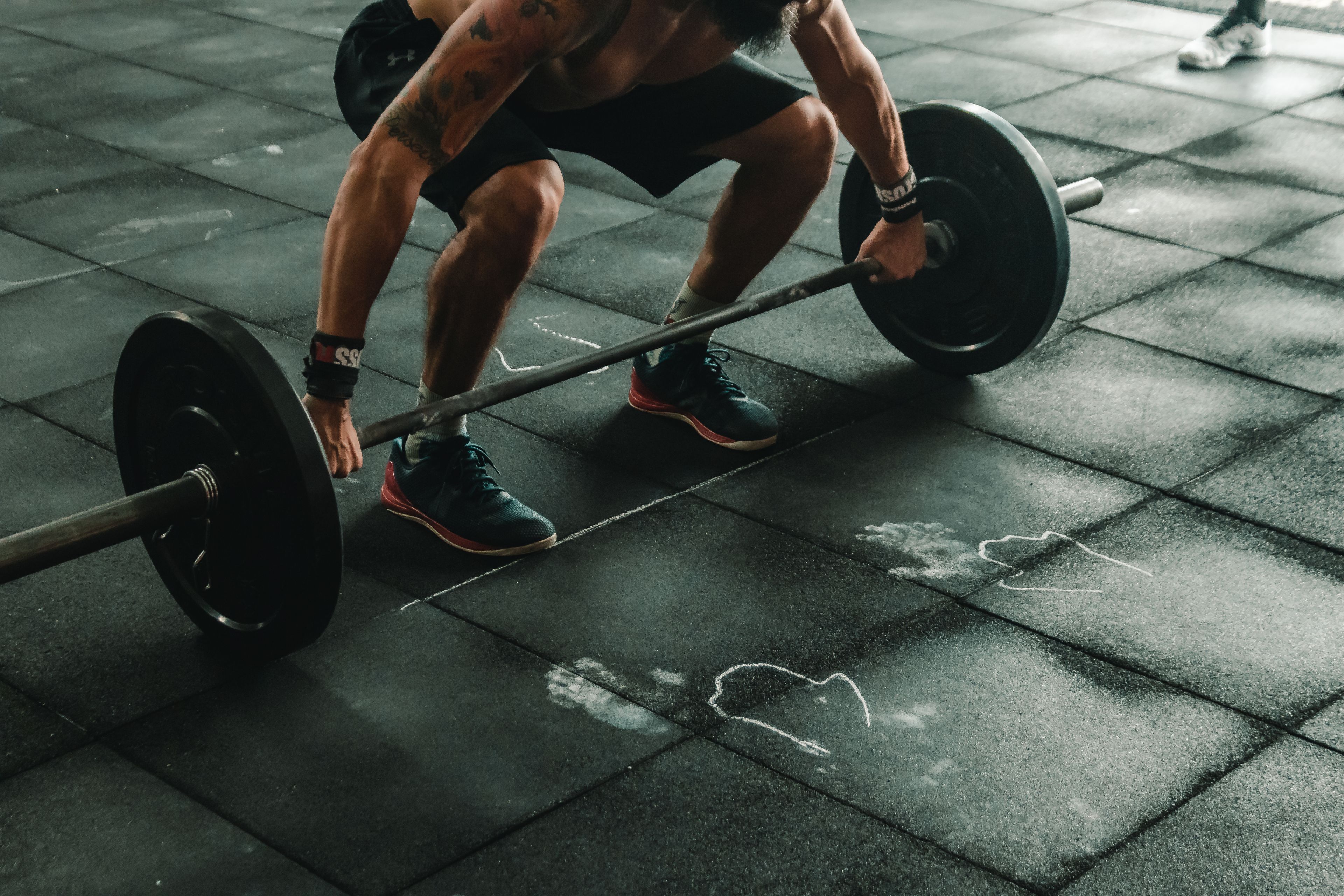 Setting up for a heavy barbell pull
