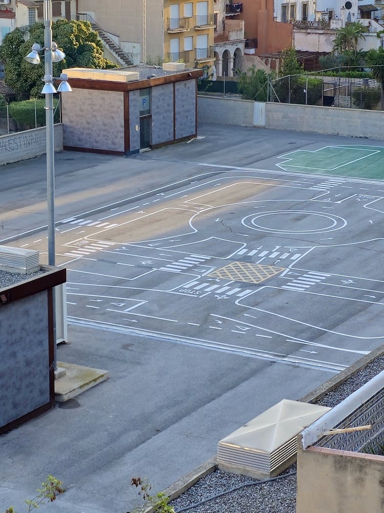 Clay Drawings On Sport Court In Town