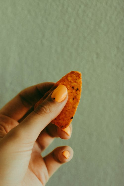 Person Holding Taco Chip