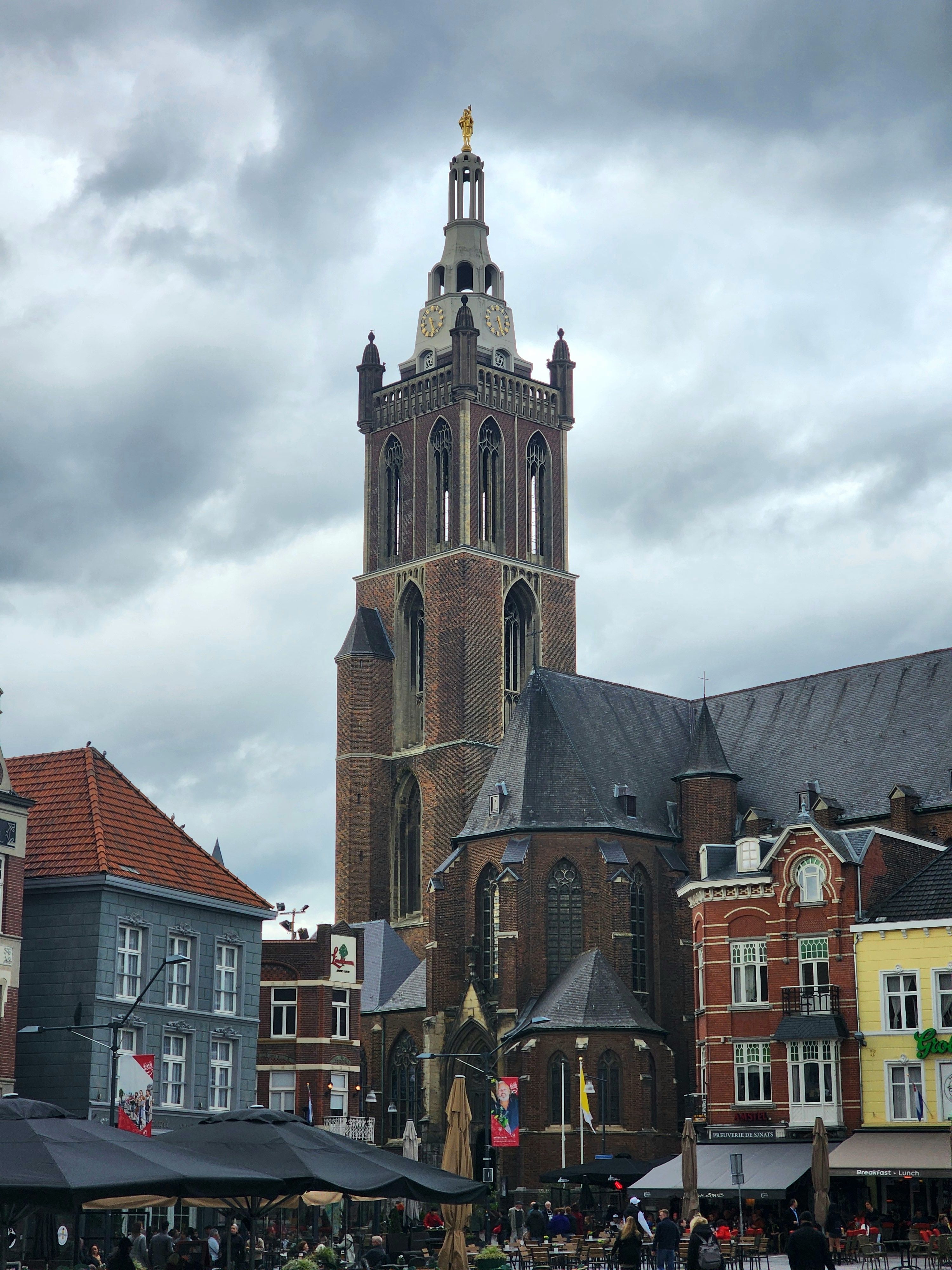 Scenic view of St. Christopher's Cathedral in Roermond, a landmark showcasing Gothic architecture.