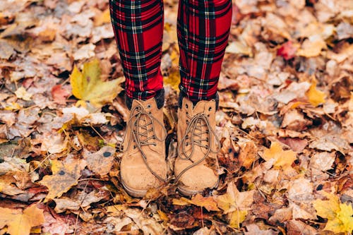 Free Person Wearing Brown Timberland Work Boots Stock Photo