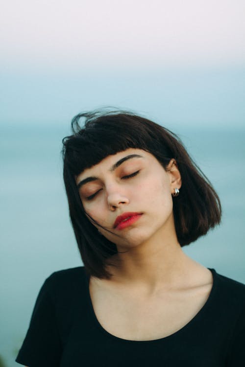 Portrait of Woman with Eyes Closed