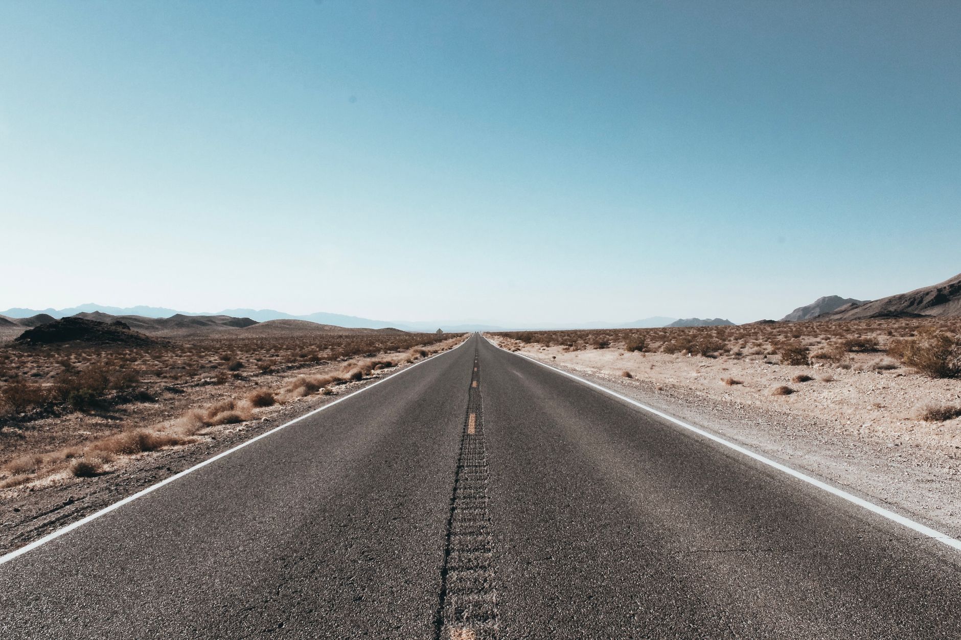Desert highway stretching through California