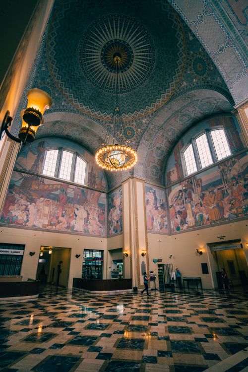 Free Intricate dome and mural interior in a Los Angeles landmark. Stock Photo