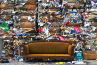 Brown Wooden Padded Couch