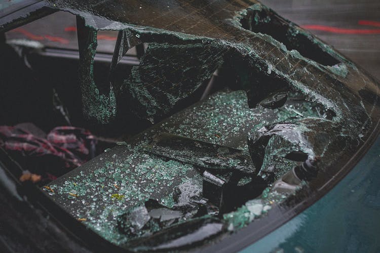 A Broken Windshield Of A Car