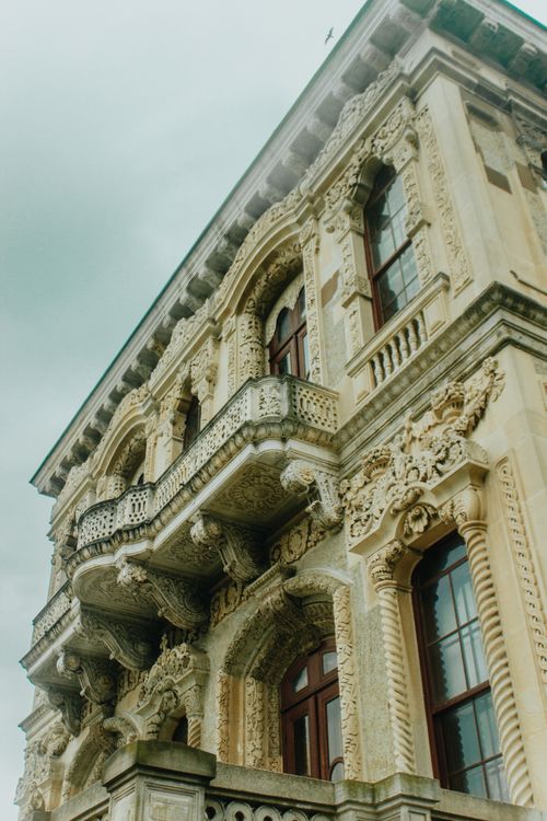 Free Detailed view of the ornate facade of Küçüksu Pavilion in Istanbul, Turkey. Stock Photo