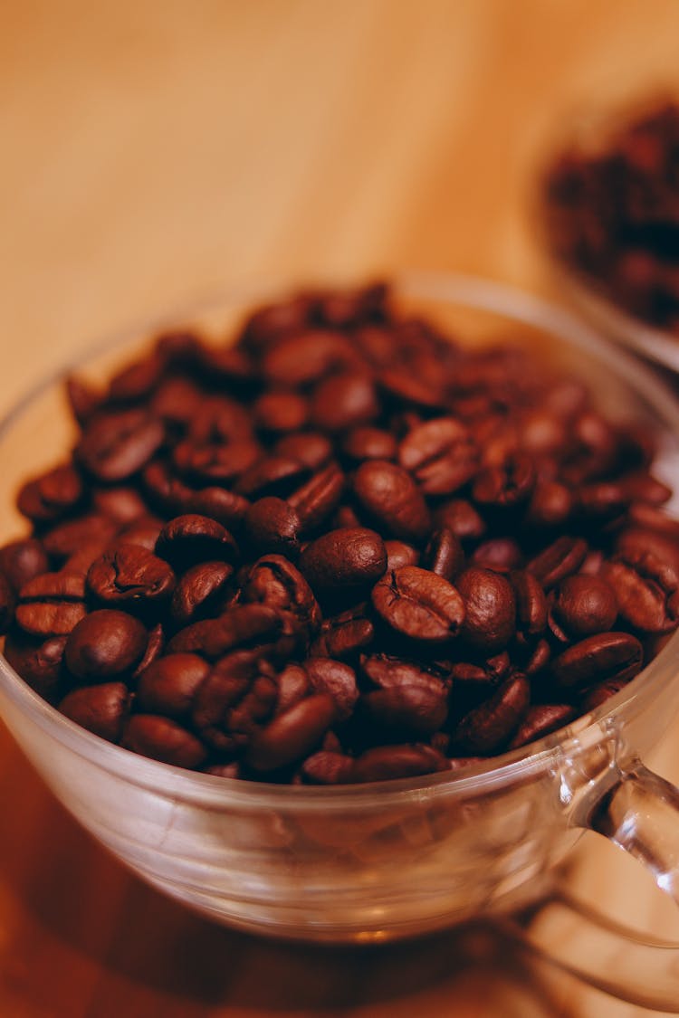 Brown Coffee Beans In Glass