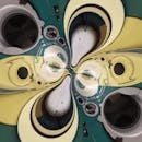 这款圆形设计图案复杂抽象，色彩鲜艳，是现代装饰的理想选择