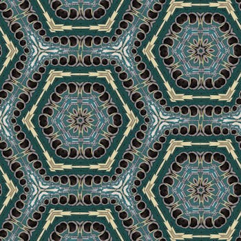 这款抽象六角形图案墙纸，几何形状复杂，采用泥土色调，是理想之选