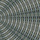 冷色调背景下，一个详细的几何图案呈现出完美的万花筒效果