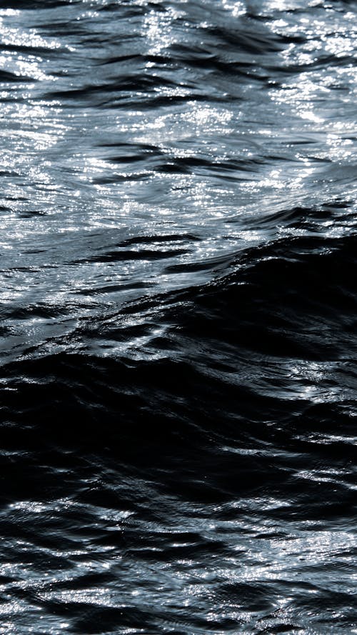 A black and white photo of water