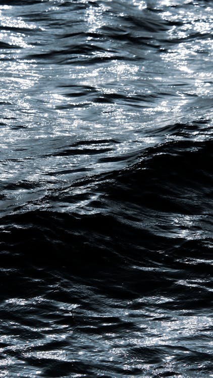 A black and white photo of water