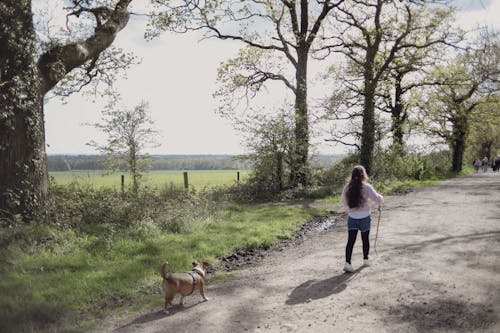 girl with her dog