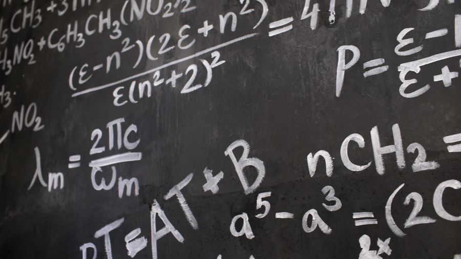 Higher level formulas filling a blackboard