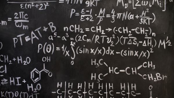 Advanced formulas on a blackboard