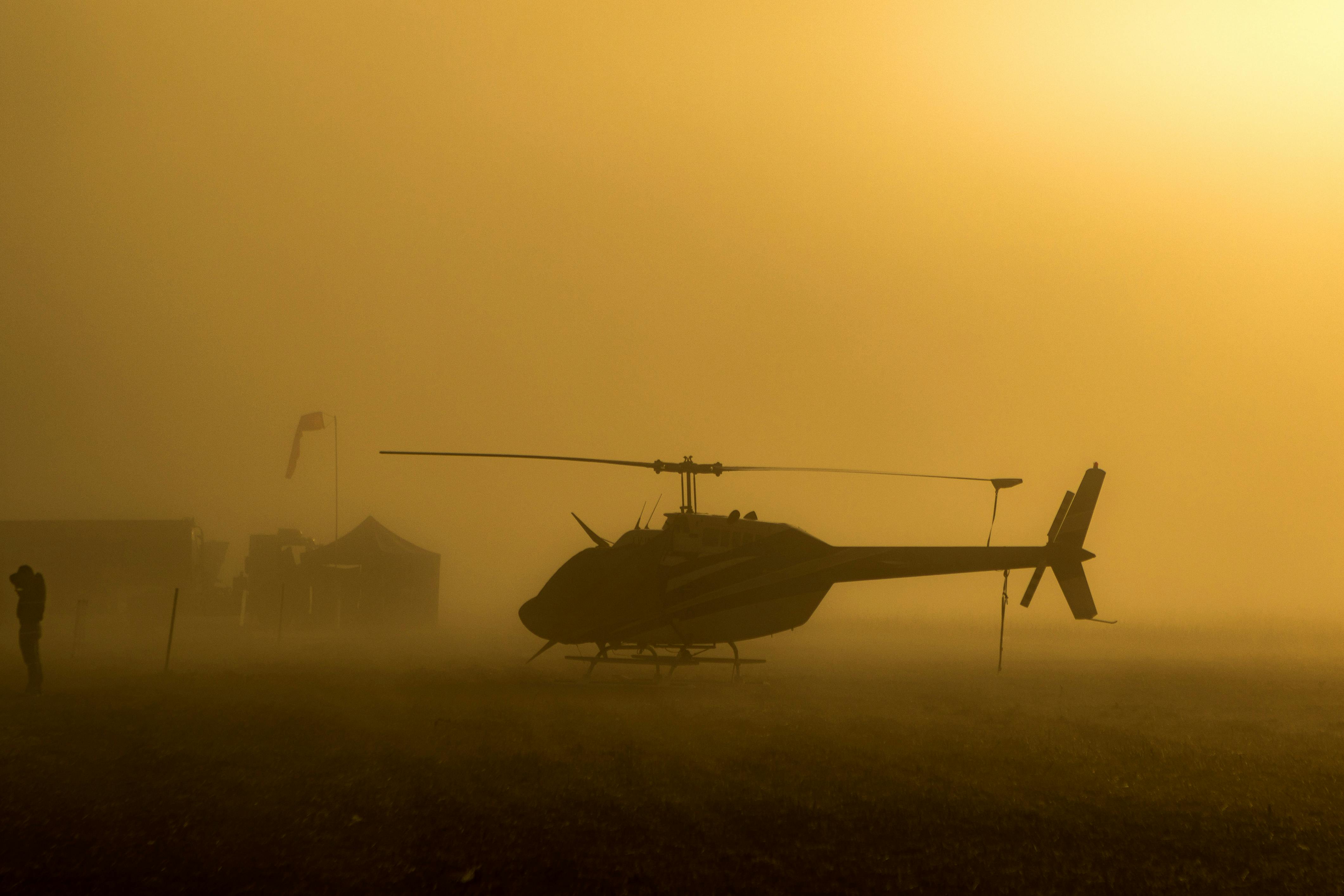 silhouette of helicopter