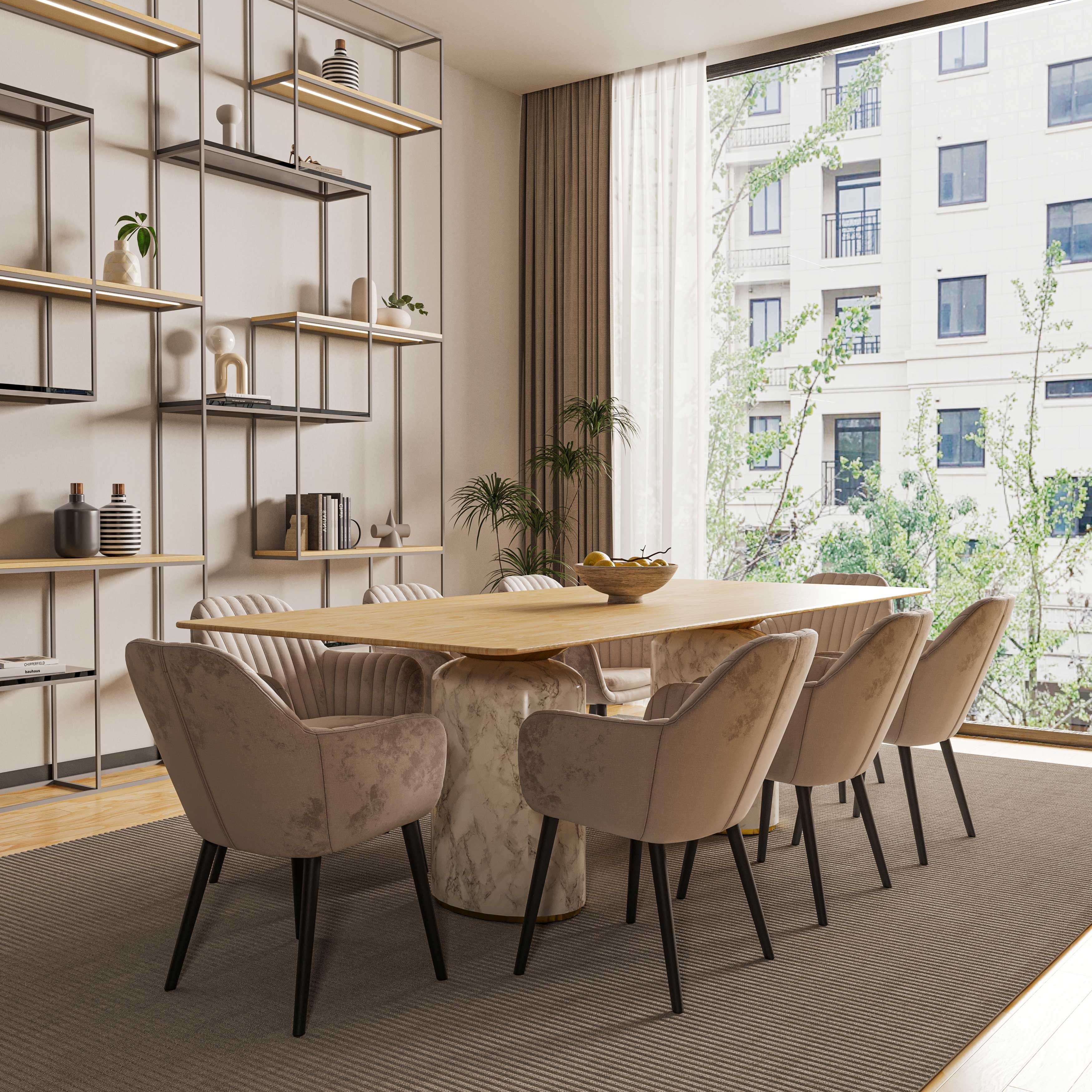 Spacious and elegant office in London with modern minimalist design and furniture.