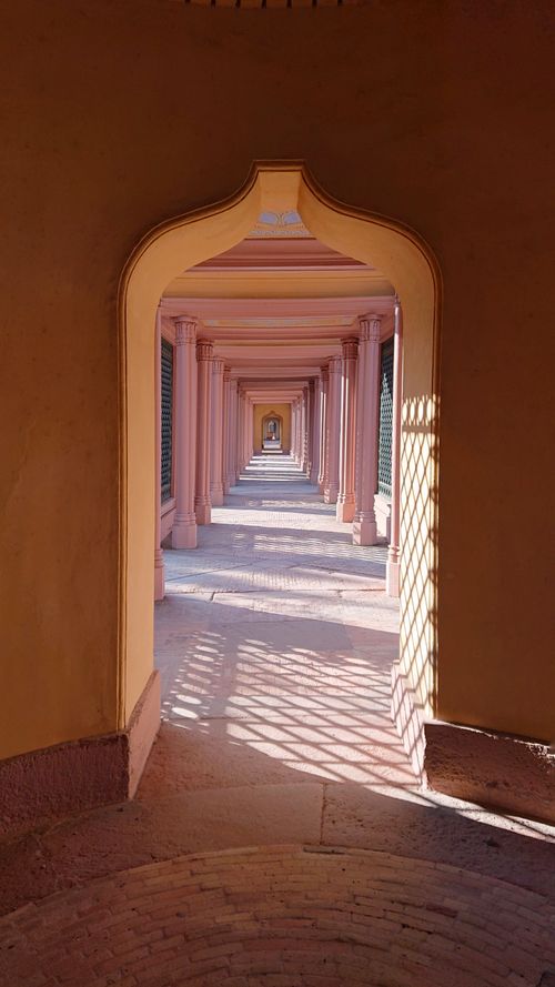 Free Symmetrical corridor in Schwetzingen Palace showcasing historic architecture. Stock Photo