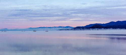 Free stock photo of boat, fog, lake