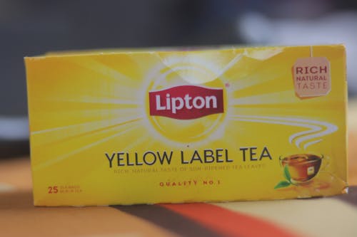 yellow label tea bag