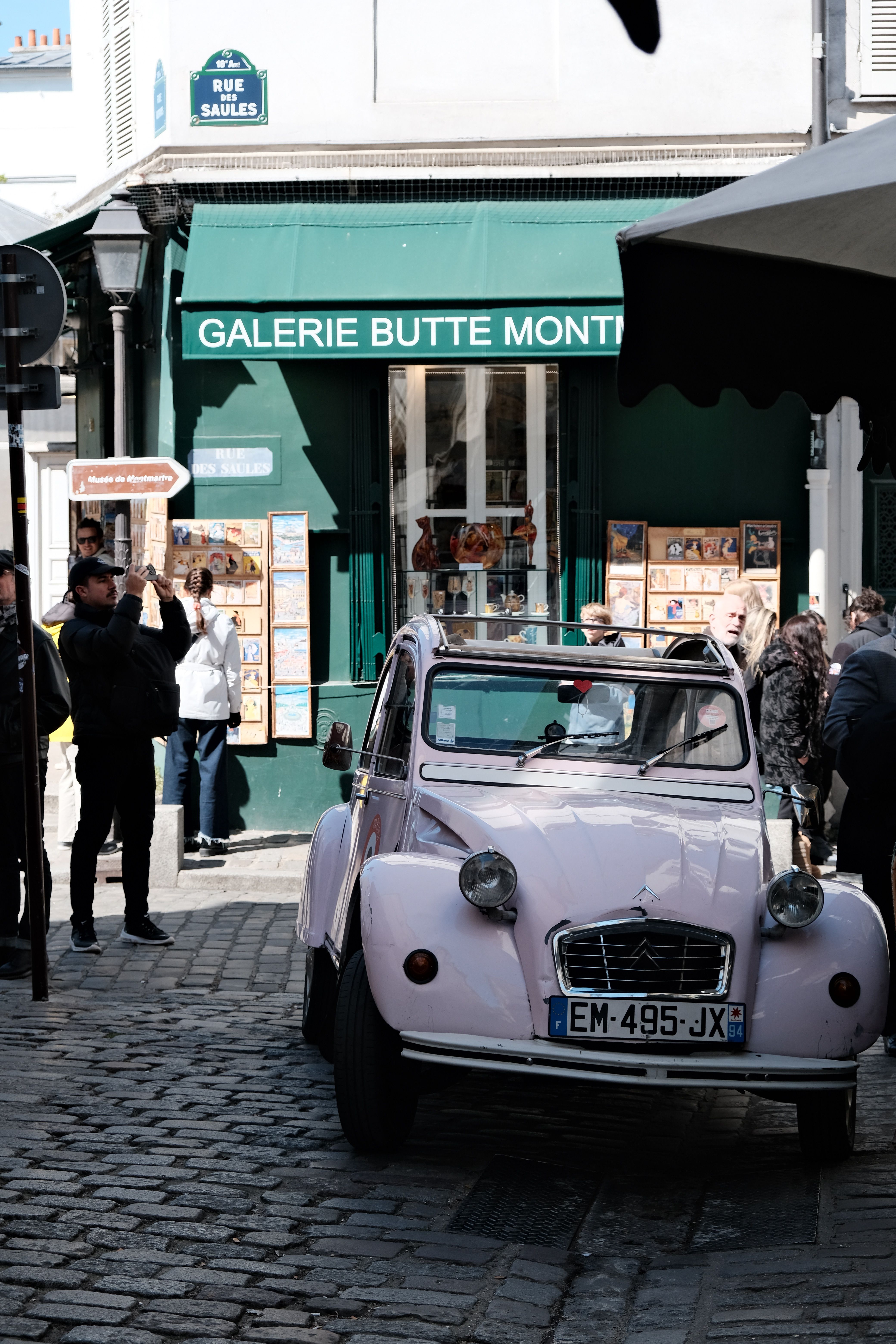 A Pink Vintage Citroen 2CV Parked on the Alley in Montmartre, Paris ...