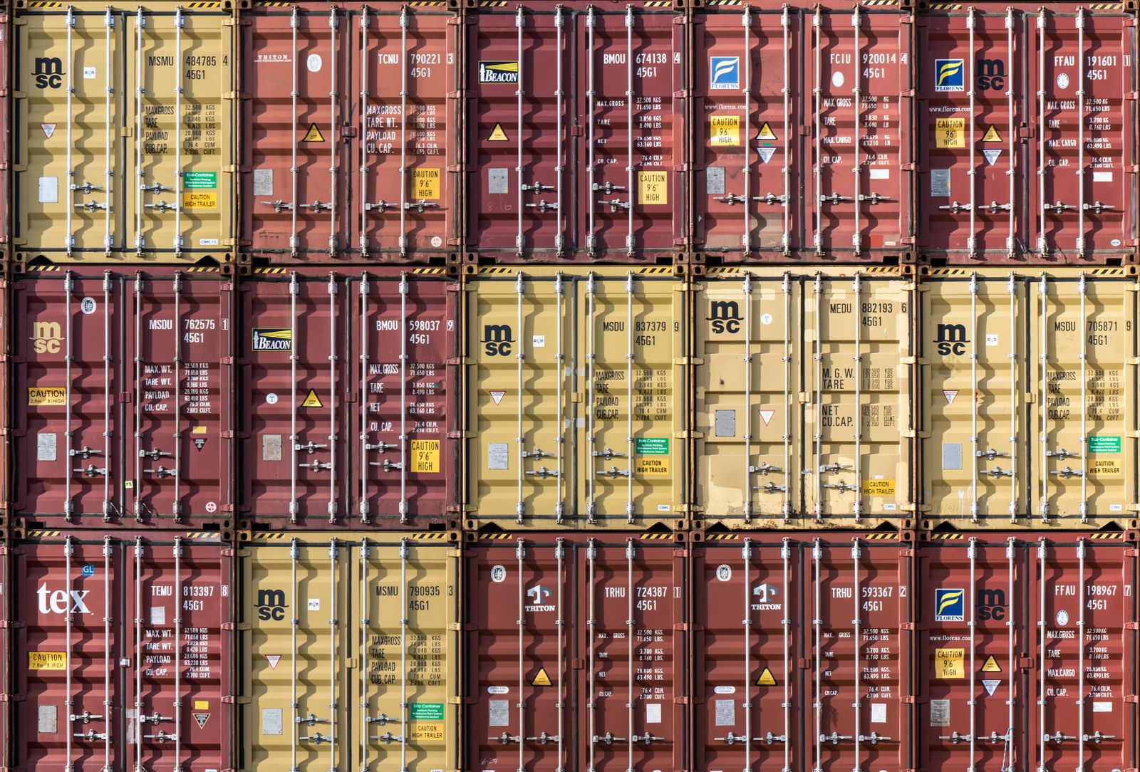 Stack of Different Colors of Cargo Containers · Free Stock Photo