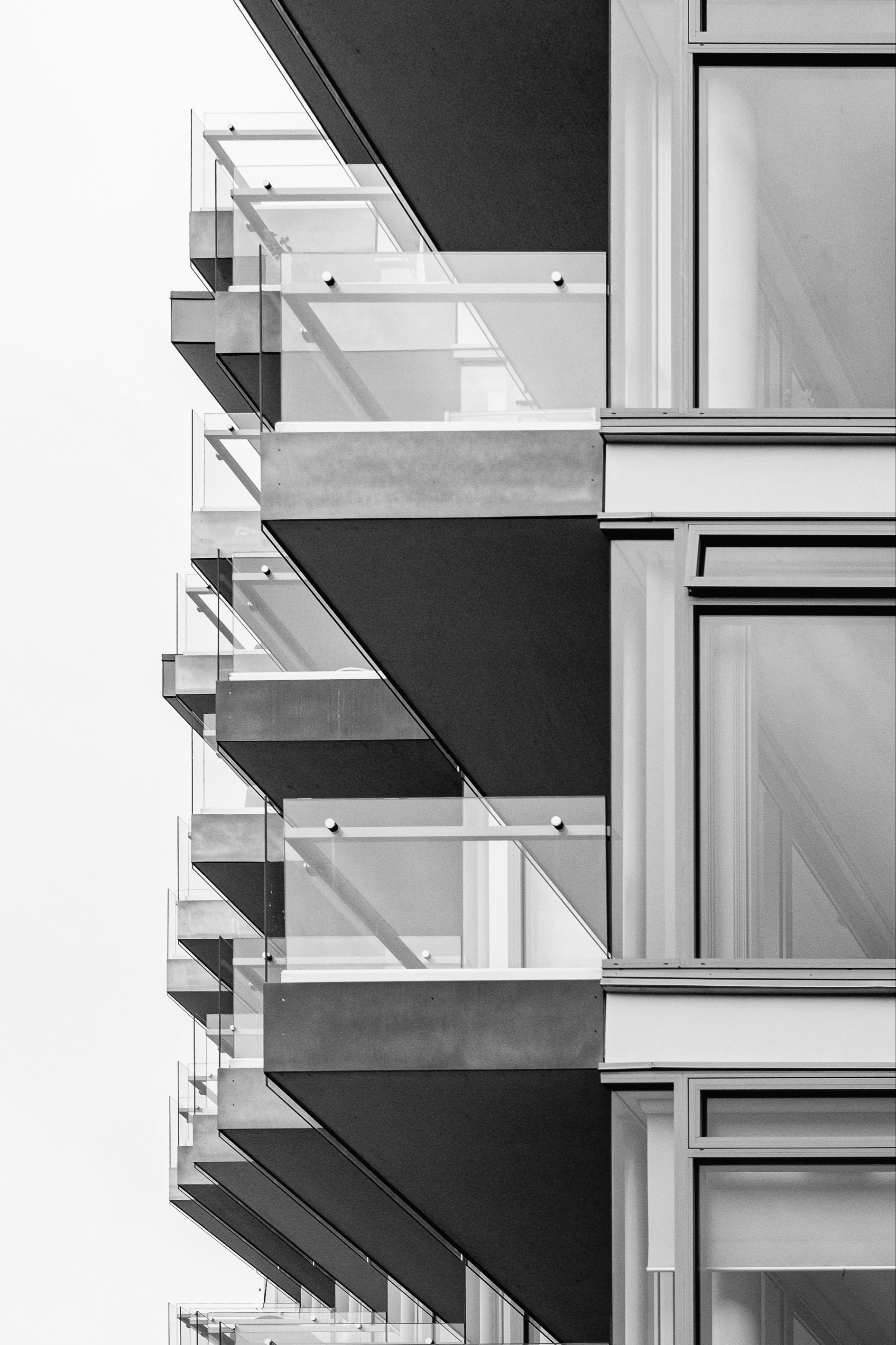 Balconies of Apartments in Black and White · Free Stock Photo