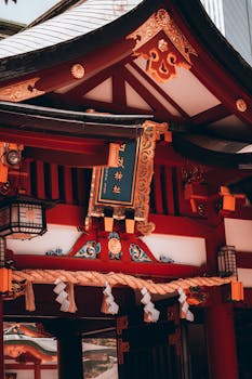 A vibrant shot of Hie Shrine's iconic architecture in Tokyo, Japan.
