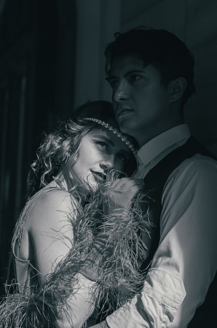 Black and white portrait of a couple embracing, photo by Paul Espinoza on Pexels