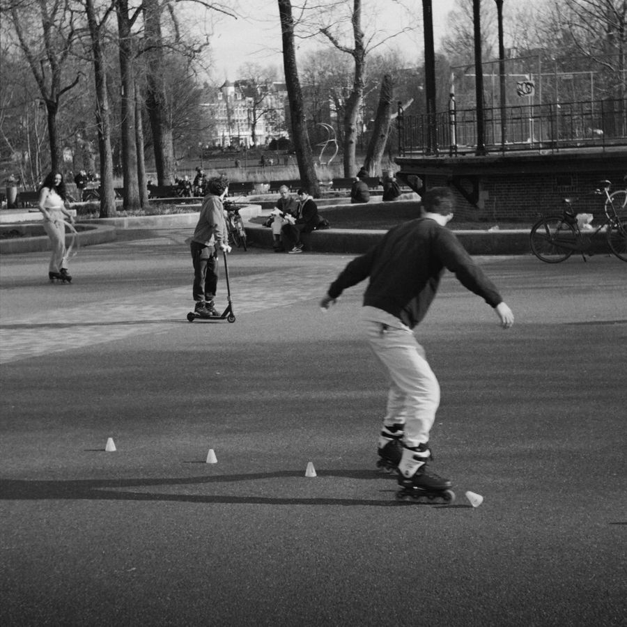 Skater training in a park