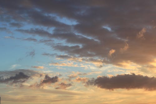 多云的天空的日落摄影
