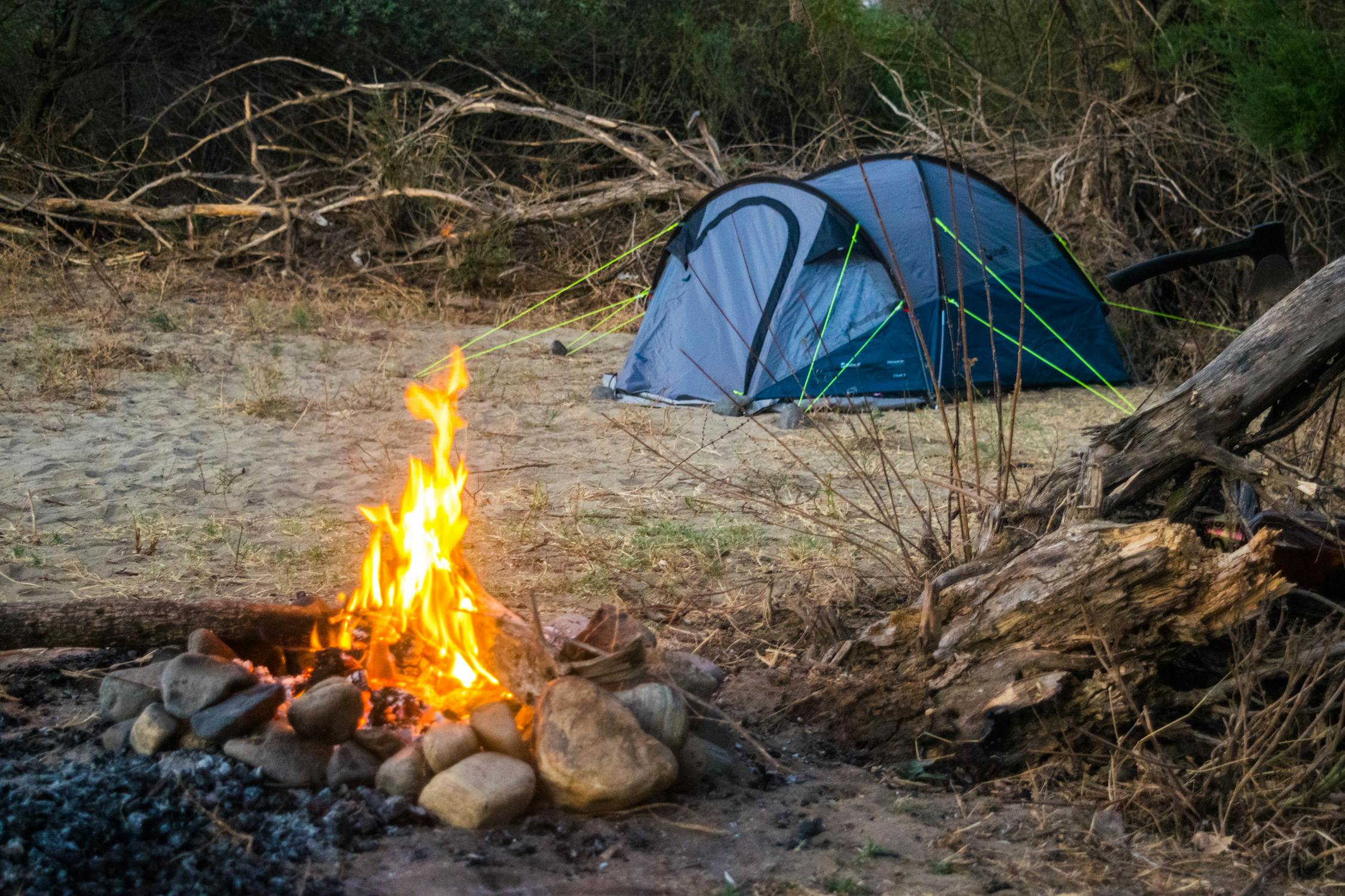 Free stock photo of camping, fire, tent