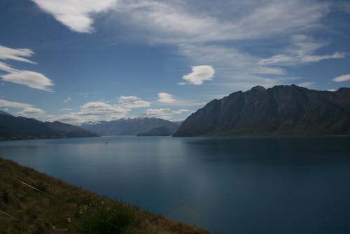 Calm Lake in Between Islands Under Clear Blue Sky