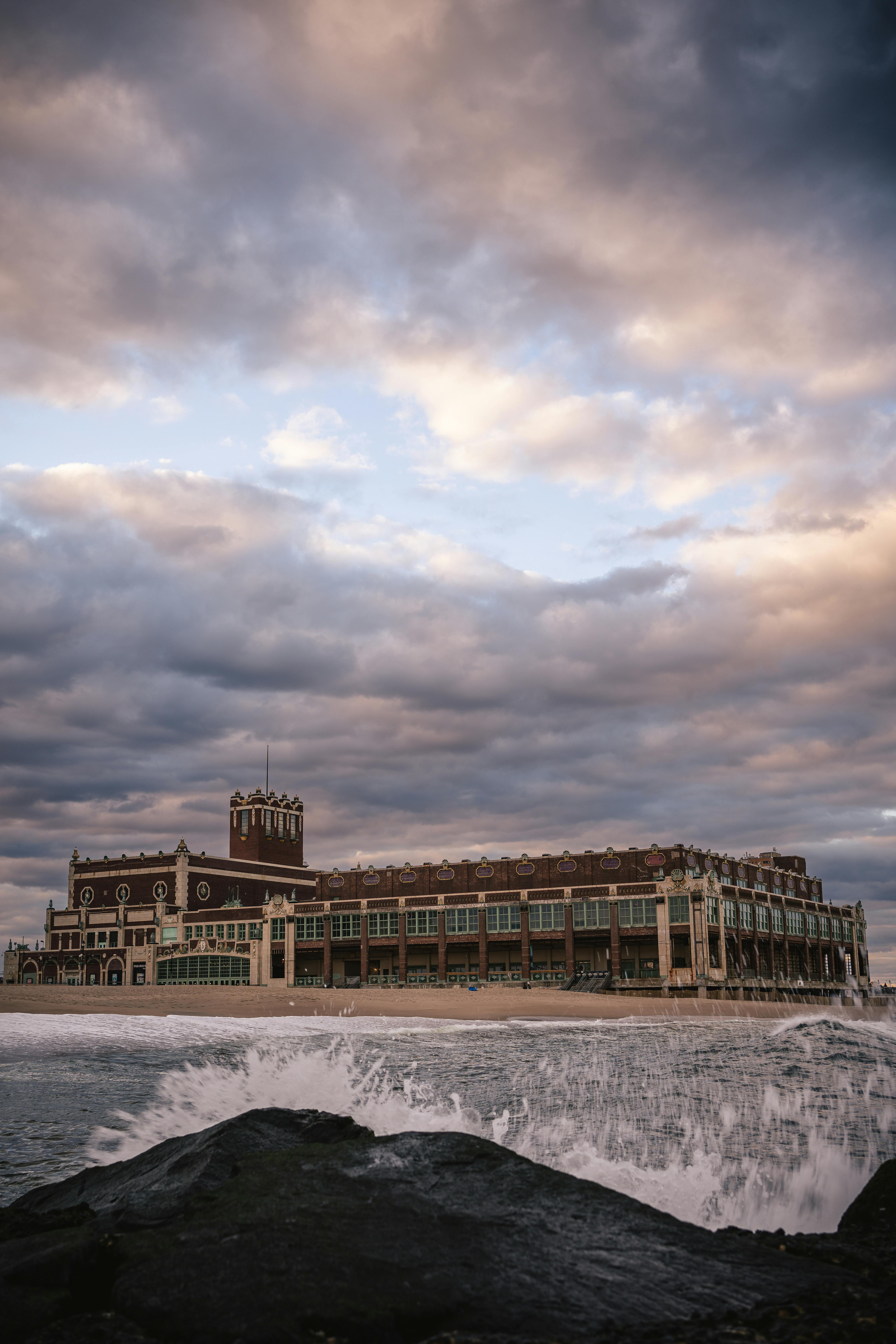 Asbury Park Convention Hall on the New Jersey boardwalk overlooking the Atlantic Ocean