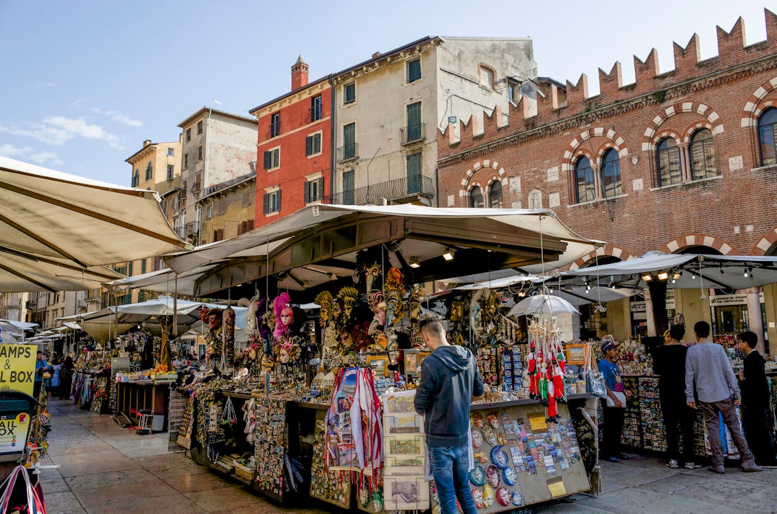 Free Group of People In A Street Market Stock Photo