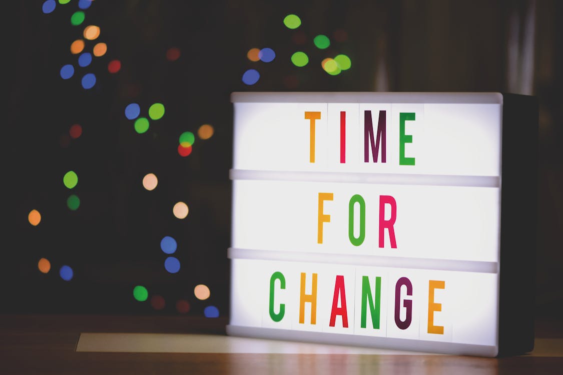 Free Time for Change Sign With Led Light Stock Photo