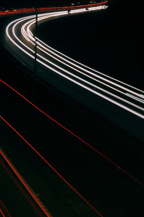 Free Red and White Light Streaks Stock Photo