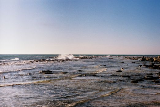 Sea waves and the blue sky