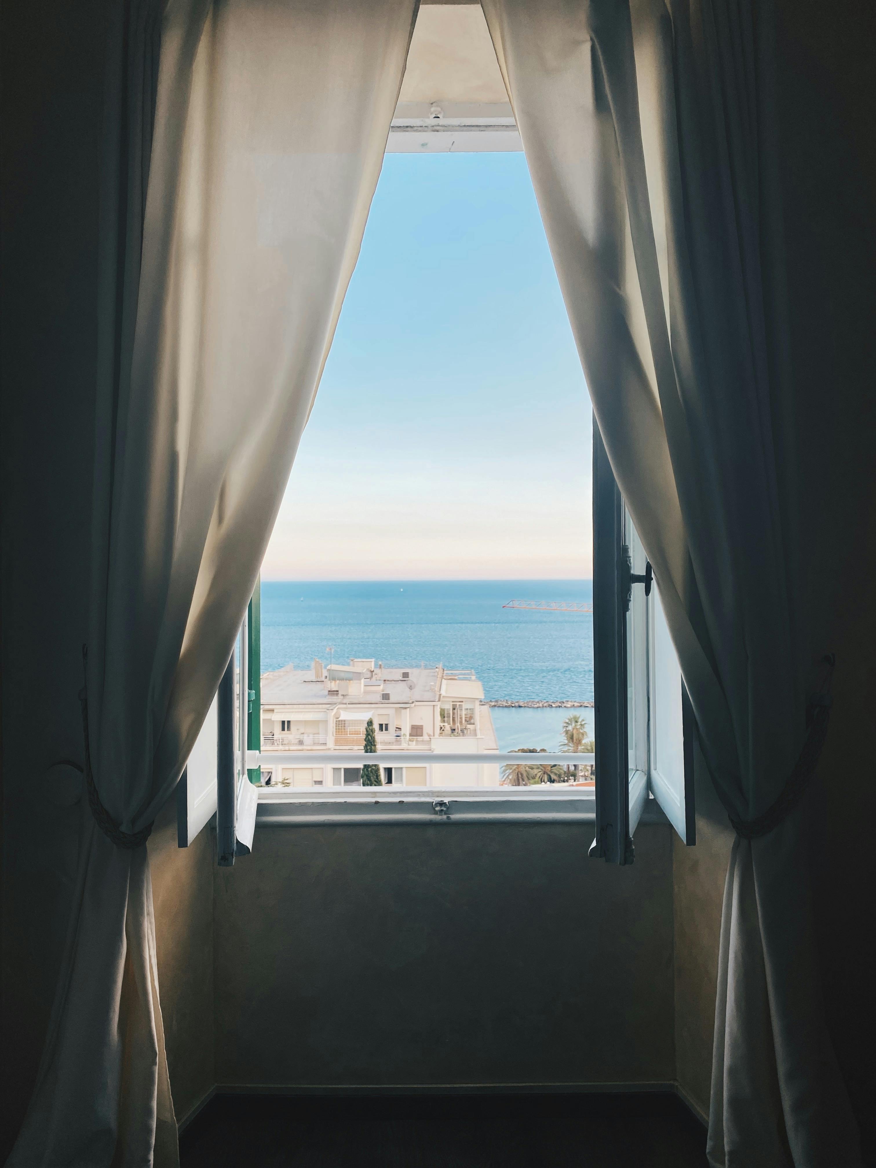 sea seen through a window