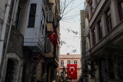 伊斯坦堡, 加拉塔, 土耳其国旗 的 免费素材图片