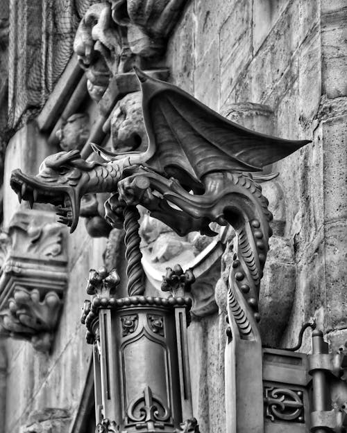Free stock photo of black and white, old architecture, sculpture