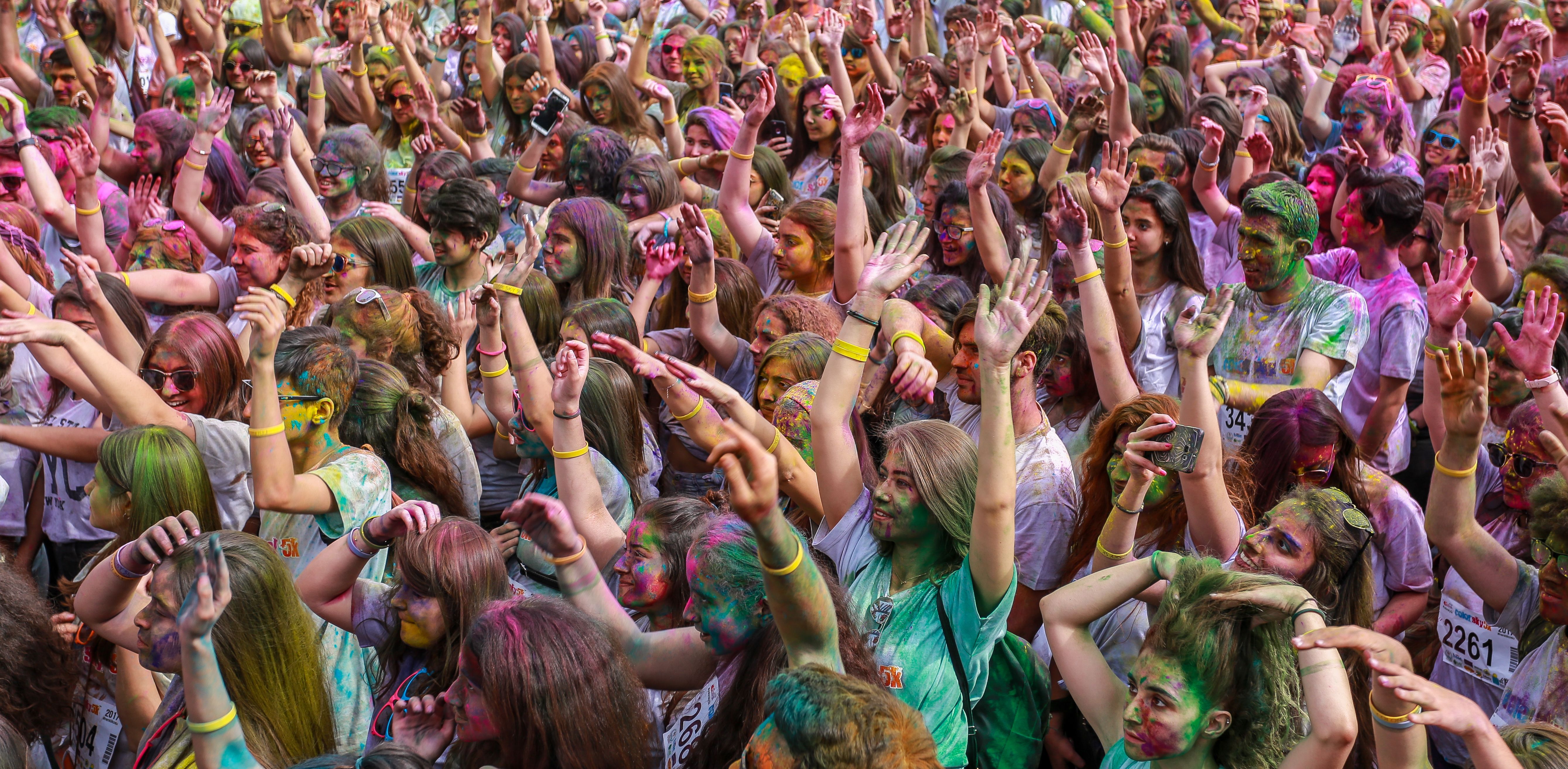 People Covered With Colored Powders People Covered With Colored Powders
