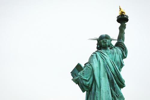 Achteraanzicht Foto Van The Statue Of Liberty