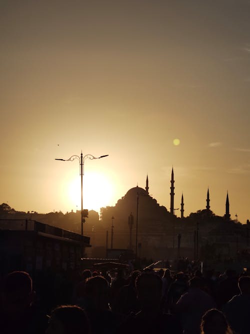 Darmowe zdjęcie z galerii z eminonu, meczet suleymaniye, piękny zachód słońca
